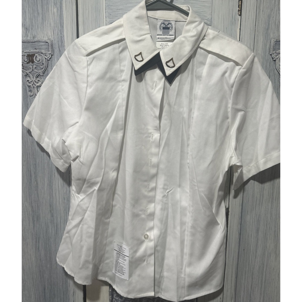 Defense Logistics Agency Military Shirt White Women's Tuck In 16R  Bust 41